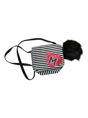Justice Black White Monogram Purse Stripes M